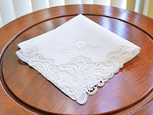 Venetian Lace Handkerchief. 17" Lace Handkerchief. 1 piece